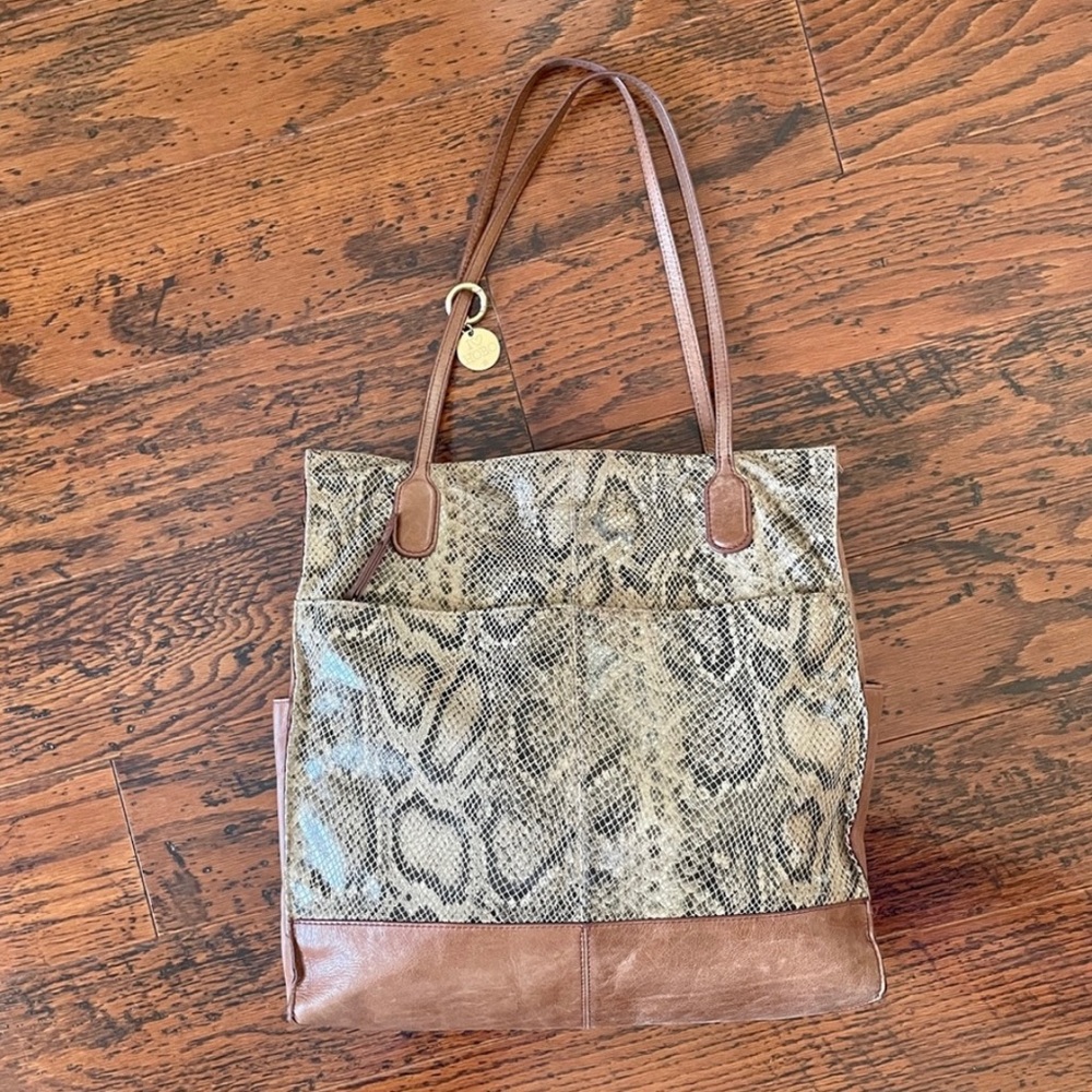HOBO International Large Snake Embossed Leather Shoulder Bag - Laptop Friendly!
